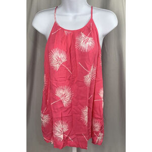 Gap Women's XS Pink White Floral Sleeveless Keyhole‎ Back Round Neck